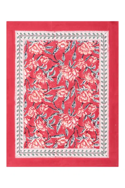 Nologo-chic Bordered Place Mat  Cotton Red One Size- Red In Pink
