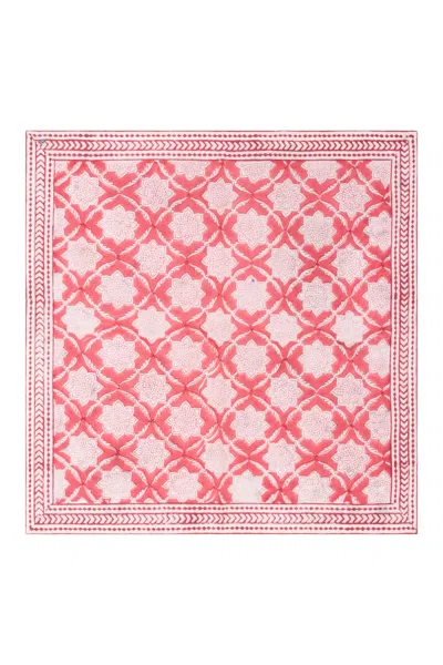 Nologo-chic Fresco Stripe Napkins With Border  Napkin Set Cotton Coral Pink One Size / Red
