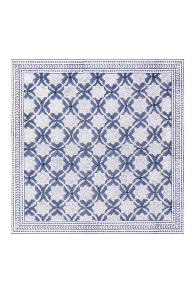 Nologo-chic Fresco Stripe Napkins With Border Napkin Set Cotton Indigo One Size / Blue