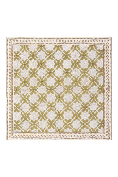 Nologo-chic Fresco Stripe Napkins  With Border Napkin  Set Cotton Olive One  Size / Green