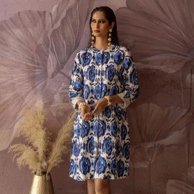 Nologo-chic Women's Blue / Black Swizzle Print Super Mix Coat Dress Linen Blue In Multi