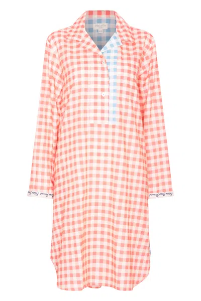 Nologo-chic Women's Gingham Nightwear Nightshirt Cotton Pink