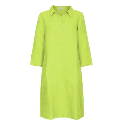 Nologo-chic Women's Green Up Town Linen Shirt Dress - Lime