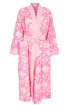 Nologo-chic Women's Hand Printed Kimono Robe - Hibiscus Pink In Pink