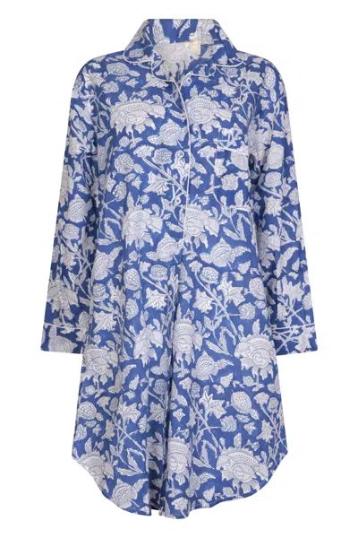 Nologo-chic Women's Hand Printed Nightshirt- China Blue