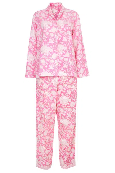 Nologo-chic Women's Hand Printed Pj's - Hibiscus Pink