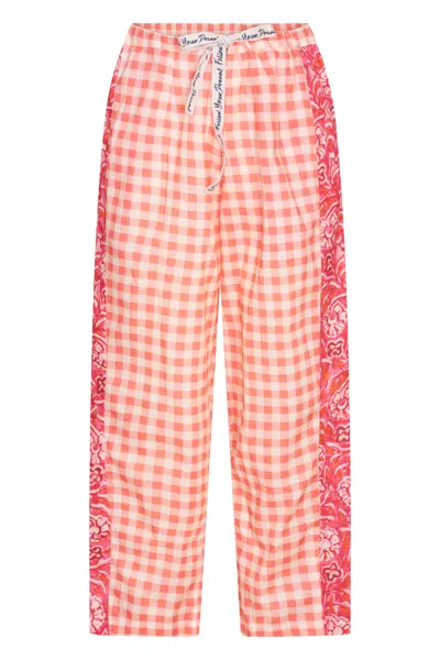 Nologo-chic Women's Mix Match Cosmos &  Pink Check Trousers Cotton