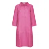 Nologo-chic Women's Pink / Purple Up Town Linen Shirt Dress - Peony Pink