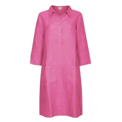 Nologo-chic Women's Pink / Purple Up Town Linen Shirt Dress - Peony Pink In Multi