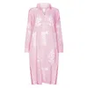 Nologo-chic Women's Pink / Purple / White Long Tourist Dress Pale Pink With White Embroidery Cotton In Multi