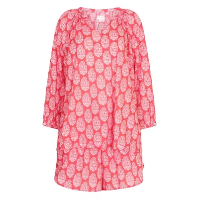 Nologo-chic Women's Red Bon Bon Set Woman's Shorts Pj Cotton Pink