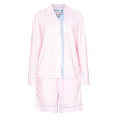 Nologo-chic Women's Stripe Stock Set Woman's Shorts Pj Cotton Pink