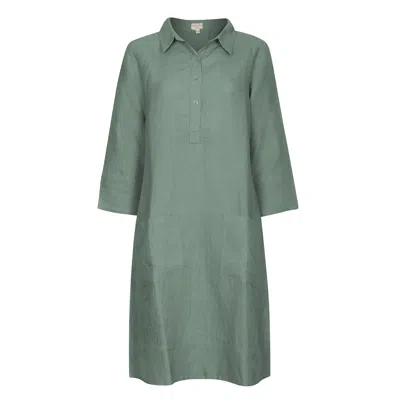 Nologo-chic Women's Up Town Linen Shirt Dress - Sage Green