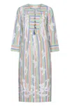 NOLOGO-CHIC WOMEN'S AT-EASE EMBROIDERED STRIPE LINEN MIDI DRESS - CANDY STRIPE