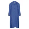 Nologo-chic Women's Blue Embroidered Gertrude Coat Dress Linen Indigo In Blue
