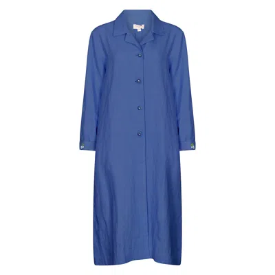 Nologo-chic Women's Blue Embroidered Gertrude Coat Dress Linen Indigo