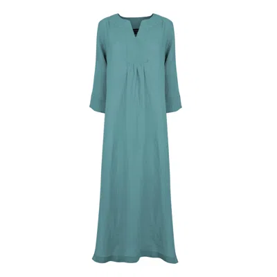 Nologo-chic Women's Blue Life Style Linen Maxi Dress - Smoke