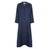Nologo-chic Women's Blue Plain Dyed Kaftan Linen - Navy