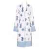 Nologo-chic Women's Blue / White Botanical Shawl Robe Cotton Cambric White In Blue/white