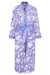 Nologo-chic Women's Blue / White Hand Printed Cotton Kimono Robe -  China Blue In Blue/white