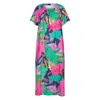 Nologo-chic Women's Calypso Fruit Flower Midi Dress Cotton Navy In Blue