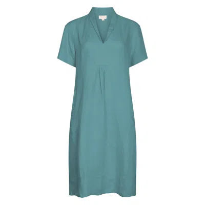 Nologo-chic Women's Elodie Short Sleeve Midi Dress Linen - Dusky  Blue