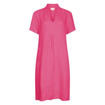 Nologo-chic Women's Elodie Short Sleeve Tunic Dress Linen - Peony Pink