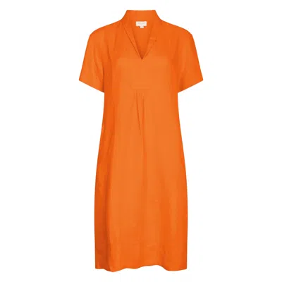 Nologo-chic Women's Elodie Short Sleeve Tunic Dress Linen - Satsuma Orange
