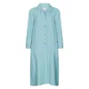 Nologo-chic Women's Embroidered Gertrude Coat Dress Linen Blue In Blue