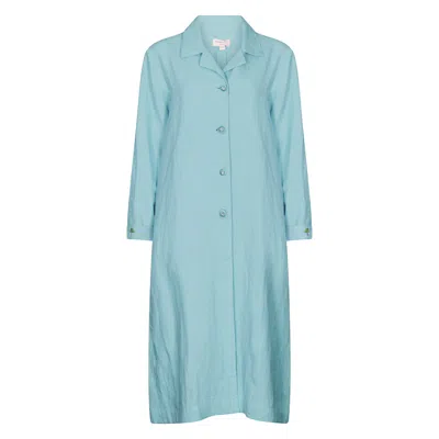 Nologo-chic Women's Embroidered Gertrude Coat Dress Linen Blue