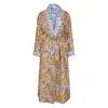 NOLOGO-CHIC WOMEN'S GOLD / BLUE SUNFLOWER REVERSIBLE ROBE  COTTON INDIGO