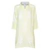 Nologo-chic Women's Green Short Tourist Dress Lime With White Embroidery Cotton