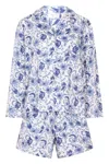 Nologo-chic Women's Hand Block Printed Cotton Pj Shorts Set - Cornflower Blue In Blue