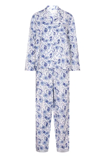 Nologo-chic Women's Hand Block Printed Pj's - Cornflower Blue