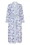 Nologo-chic Women's Hand Printed Cotton Kimono Robe - Cornflower Blue In Blue