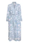 Nologo-chic Women's Hand Printed Cotton Kimono Robe - De Nimes Blue In Blue