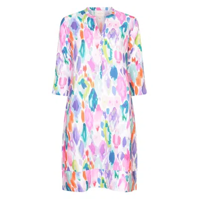 Nologo-chic Women's Jewel Print Tunic Classic Dress Linen Multi In White