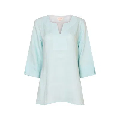 Nologo-chic Women's Lifestyle Linen Top Linen Sky Blue