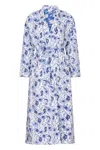 Nologo-chic Women's Luxury Quilted Hand Block Printed Robe - Cornflower Blue In Blue