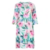 Nologo-chic Women's Mint Candy Print Tunic Classic Dress Linen Multi In Green