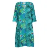 Nologo-chic Women's Persian Leaf Zen Dress Linen Blue In Blue