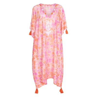 Nologo-chic Women's Pink / Purple Felicity Embroidered Kaftan Cotton Cambric Pink In Pink/purple