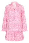 Nologo-chic Women's Pink / Purple Hand Block Printed Cotton Pj Shorts Set - Pink Paisley In Pink/purple