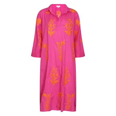 Nologo-chic Women's Pink / Purple Short Tourist Dress Pink With Satsuma Embroidery Cotton Pink In Pink/purple