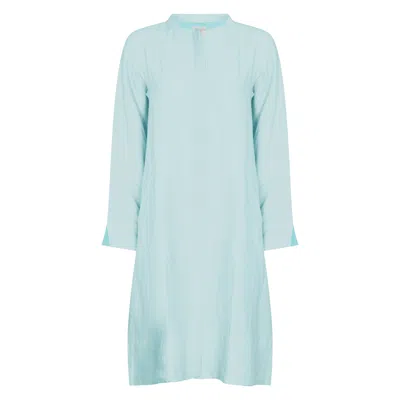 Nologo-chic Women's Super Mix Coat Dress Linen Sky Blue