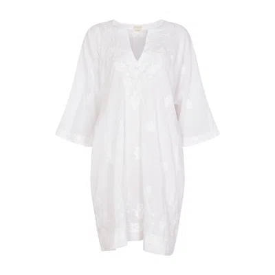 Nologo-chic Women's White Valentina - Hand Embroidered Tunic Dress