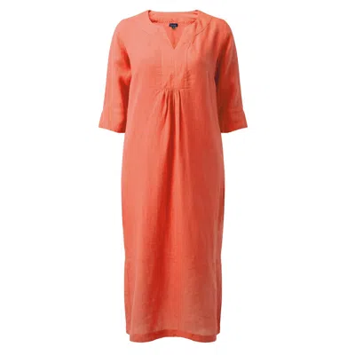 Nologo-chic Women's Yellow / Orange Life Style Linen Maxi Dress Apricot