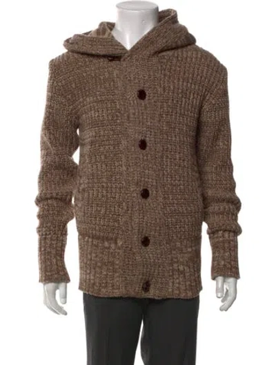 Pre-owned Nom De Guerre Wool Crew Neck Cardigan In Neutral