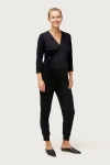 Nom Maternity Amabella Wrap-front Jumpsuit In Black