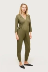 Nom Maternity Amabella Wrap-front Jumpsuit In Green